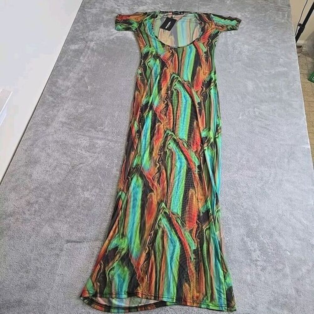 Pretty Little Thing Womens 10 Colorful Sheer Maxi Dress‎ Casual Streetwear Beach